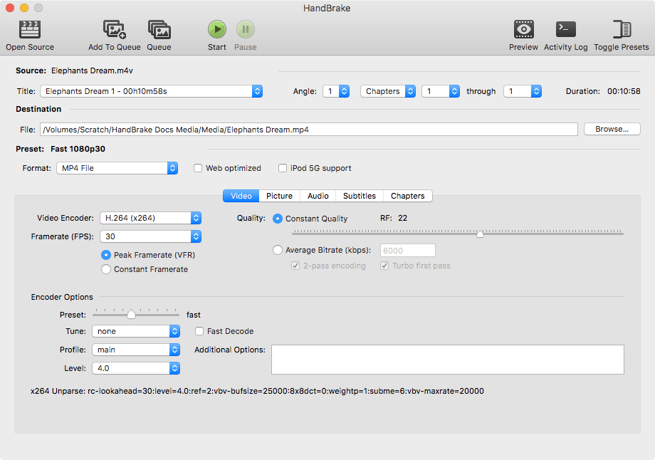 واجهة برنامج HandBrake